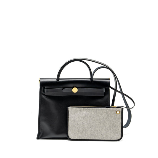 Hermes Herbag 31 zip bag Berline canvas/vache hunter black/Ecru GHW stamp W