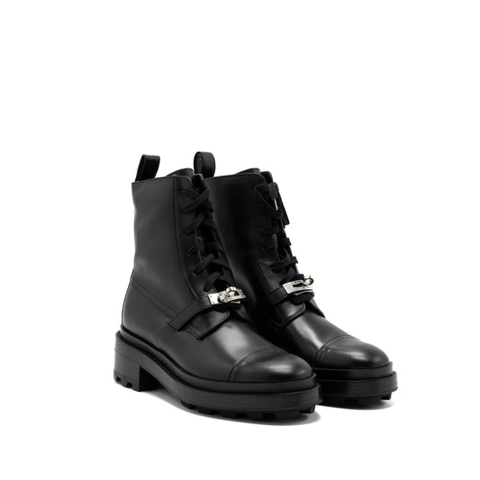 Hermes Size 38 Funk Ankle Boot Glazed Calfskin Black SHW