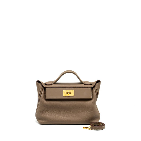 Hermes 2424 24/24-29 bag Togo/Swift etoupe GHW Stamp Z
