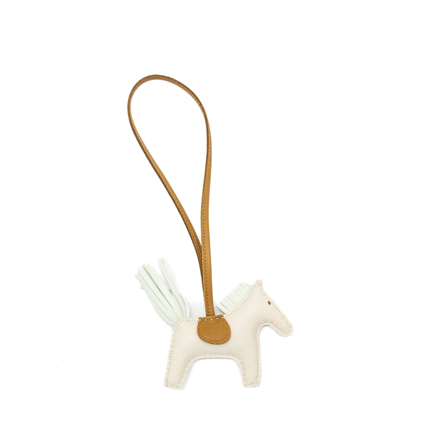 Hermes Rodeo PM Bag Charm Craie/ Vert Fizz/ Kraft Stamp B