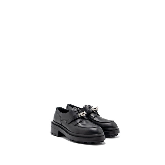 Hermes size 37.5 Derby Oxford loafer calfskin black SHW