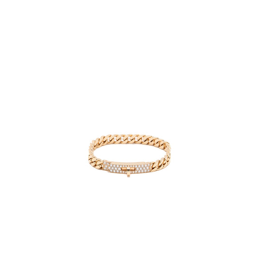 Hermes Size SH Kelly Gourmette Bracelet Rose Gold diamonds