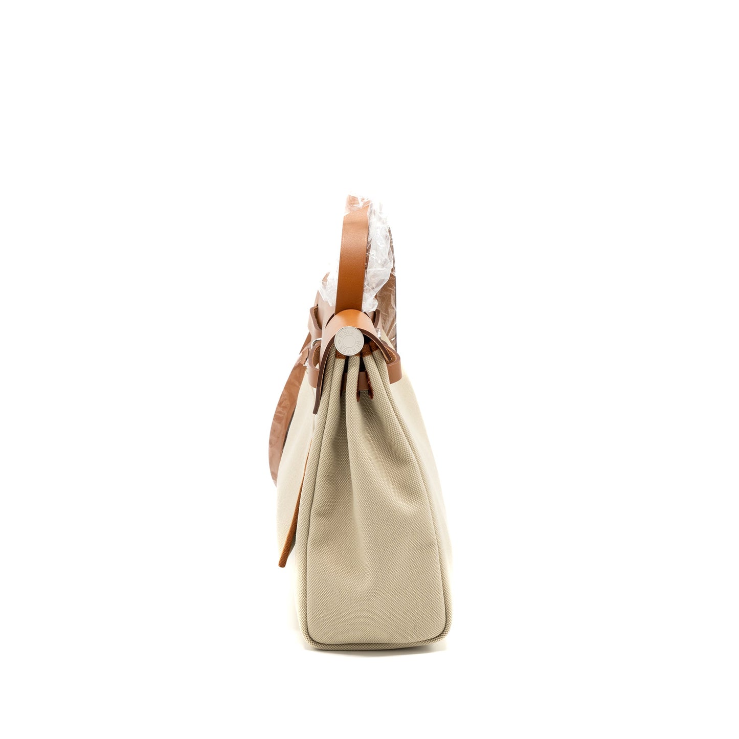 Hermes Herbag 31 Zip Bag Toile Militaries/Vache Hunter Beton/Fauve SHW Stamp B