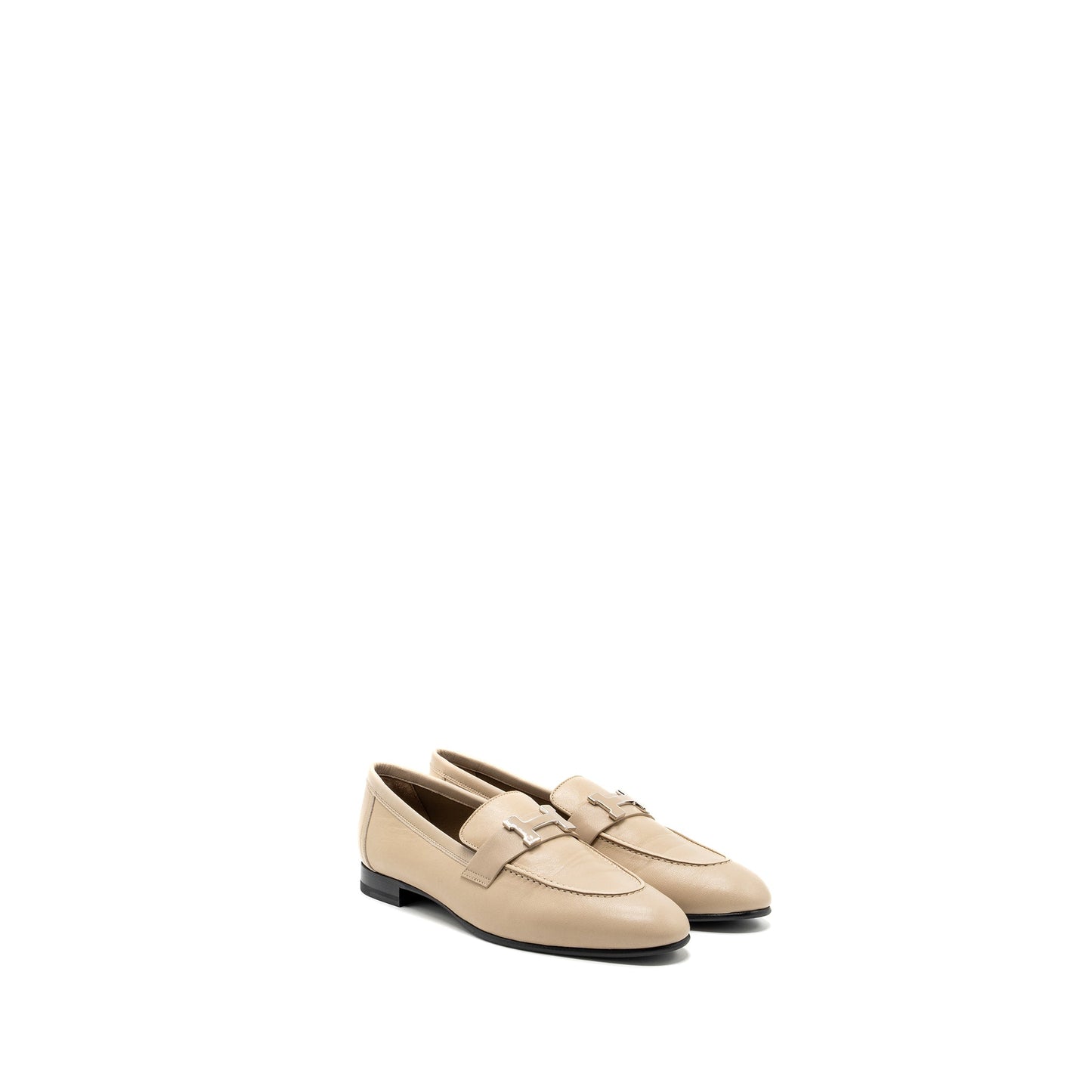 Hermes size 37 mocassings femme pairs loafer chèvre Blanc gomme SHW