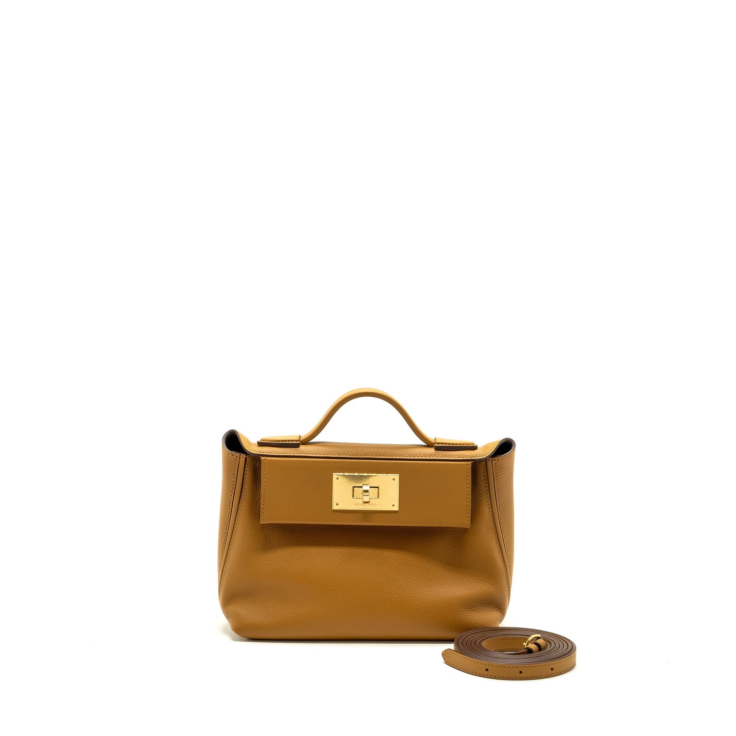 Hermes Mini 2424 Evercolor/Swift Caramel/Sesame/Rouge GHW Stamp U