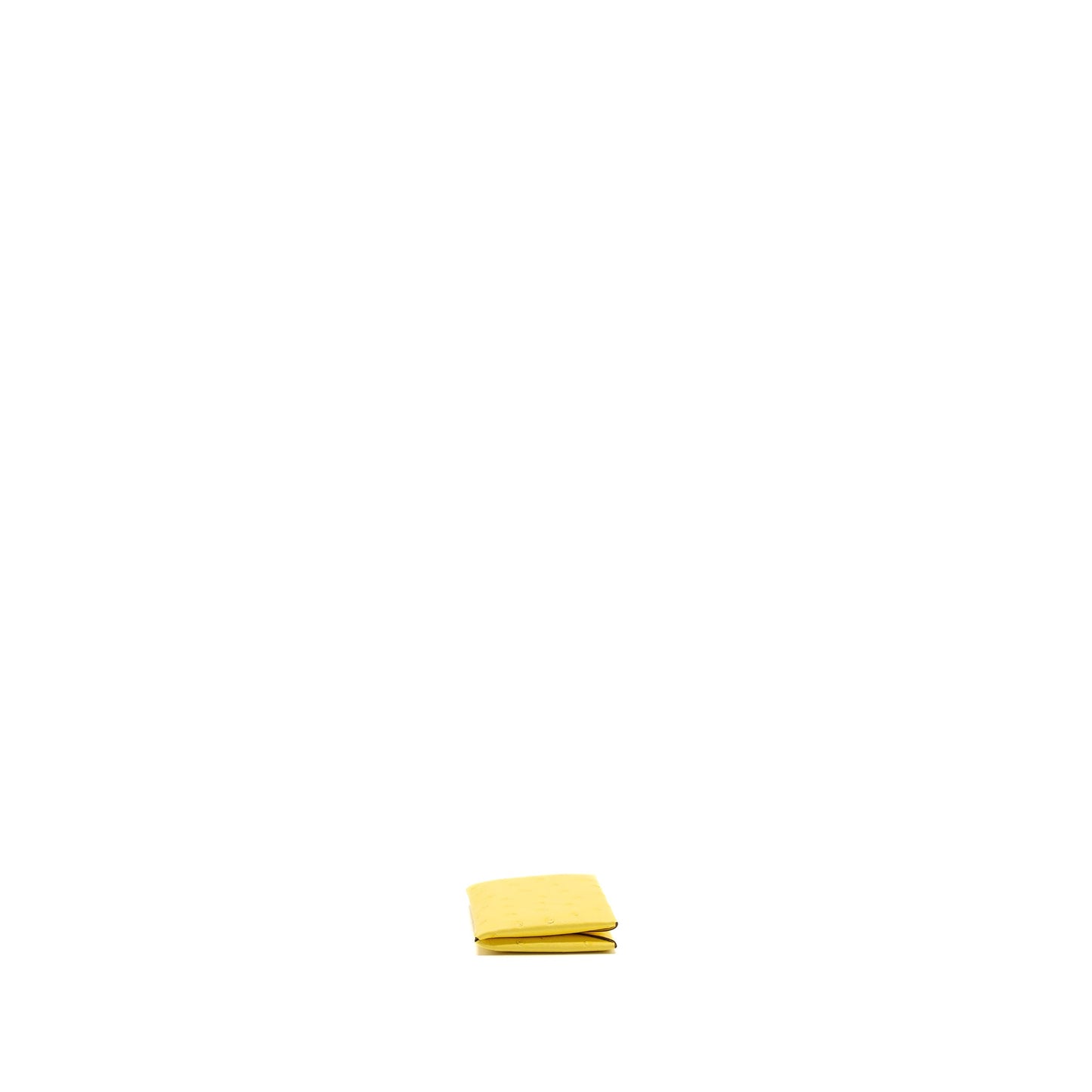 Hermes calvi card holder ostrich jaune Citron SHW stamp Y