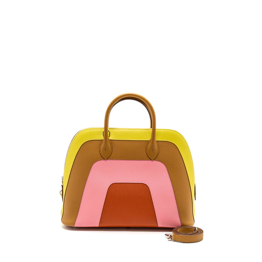 Hermes Bolide 1923-30 Rainbow Epsom Lime/Sesame/Confetti/Terre Bat SHW Stamp Y