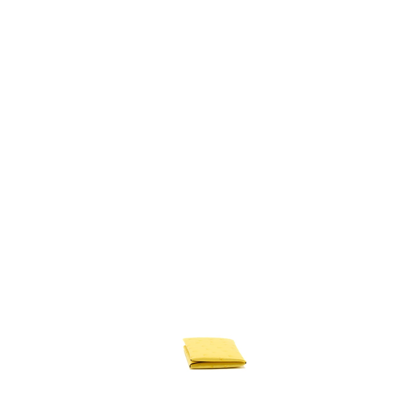 Hermes calvi card holder ostrich jaune Citron SHW stamp Y