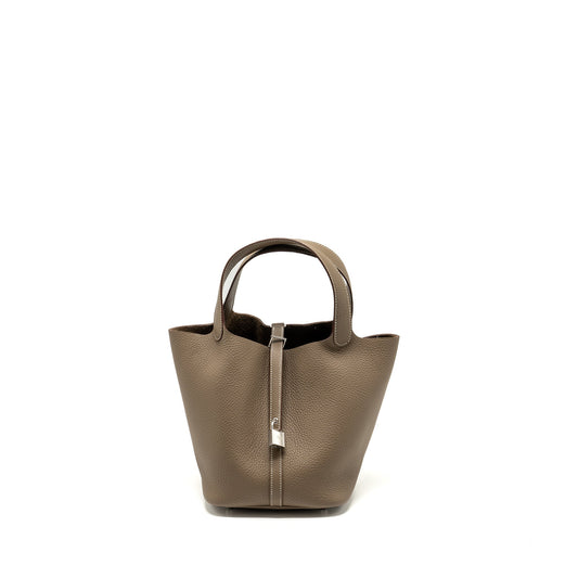 Hermes Picotin 22 Lock Bag Clemence Etoupe SHW Stamp W