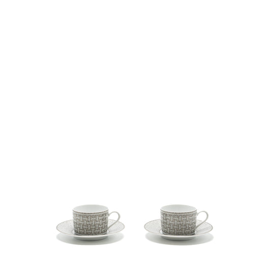 HERMES MOSAIQUE AU 24 PLATINUM TEA CUP AND SAUCER