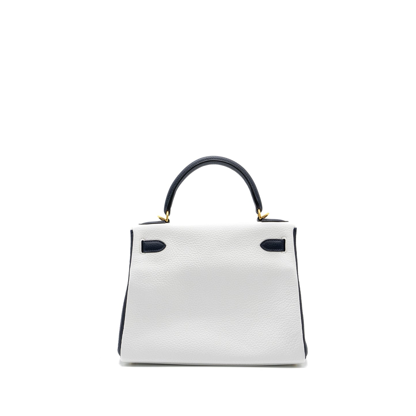 Hermes kelly 28 special order clemence leather blanc / blue nuit brushed GHW stamp Y