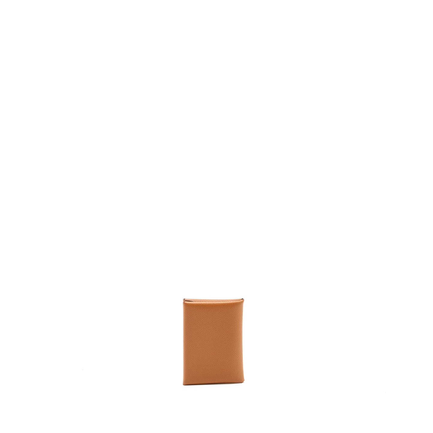 Hermes calvi duo card holder epsom gold SHW stamp B