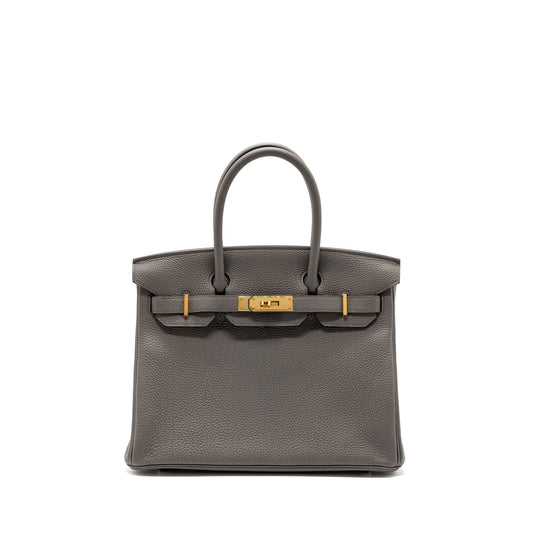 Hermes birkin 30 togo gris etain RGHW stamp D