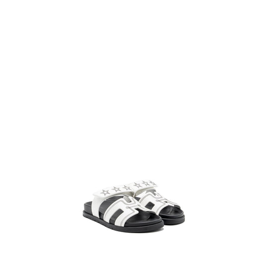 Hermes Size 36.5 Chypre Sandals Star Embroidered White