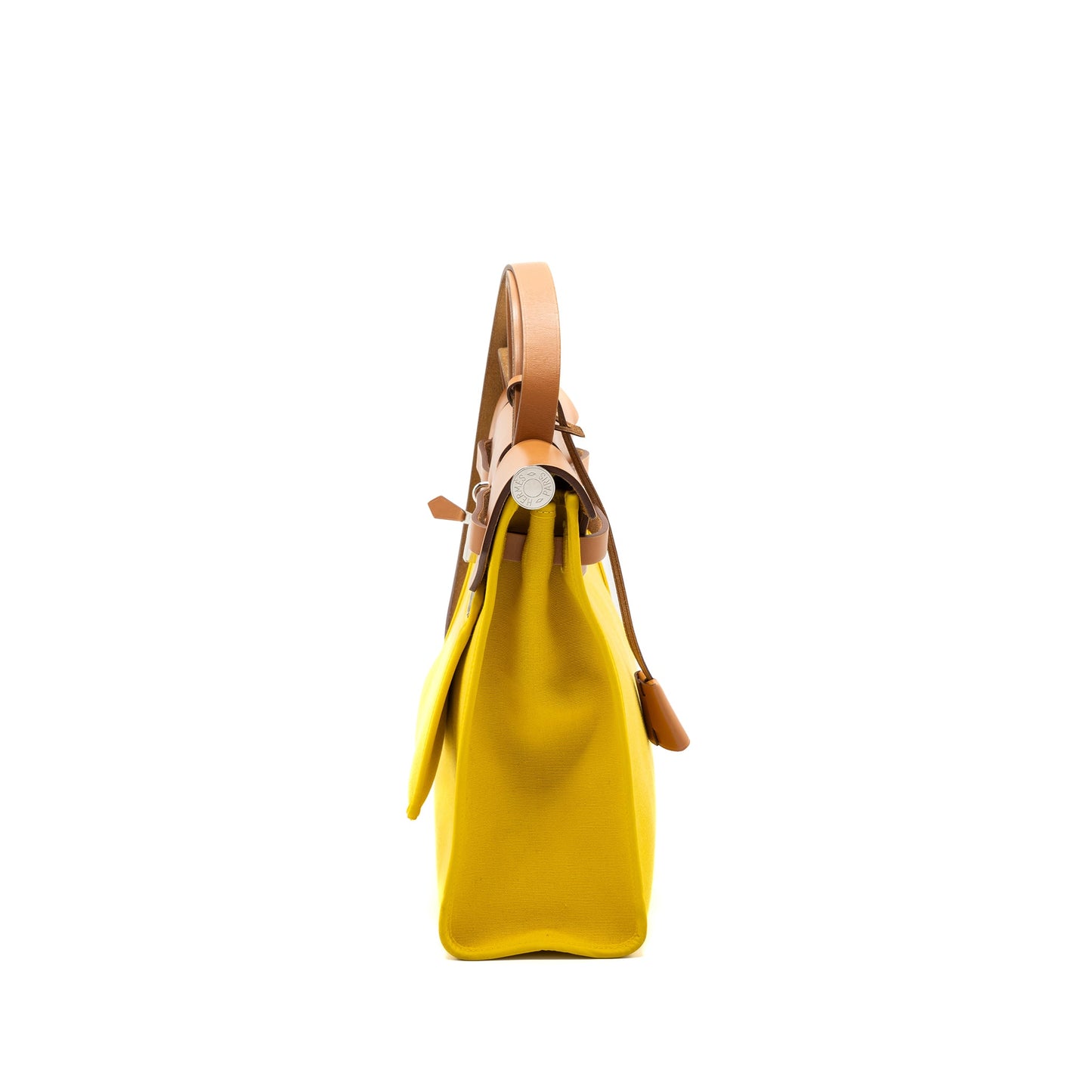 Hermes herbag 31 zip bag canvas / leather Jaune de Naples / natural SHW stamp D