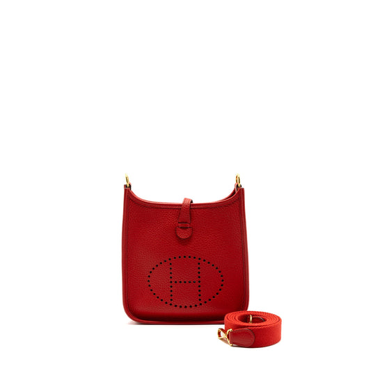 Hermes Mini Evelyne Clemence Rouge de Coeur GHW Stamp Y