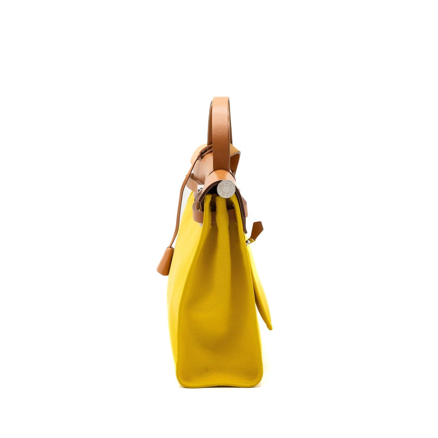 Hermes herbag 31 zip bag canvas / leather Jaune de Naples / natural SHW stamp D