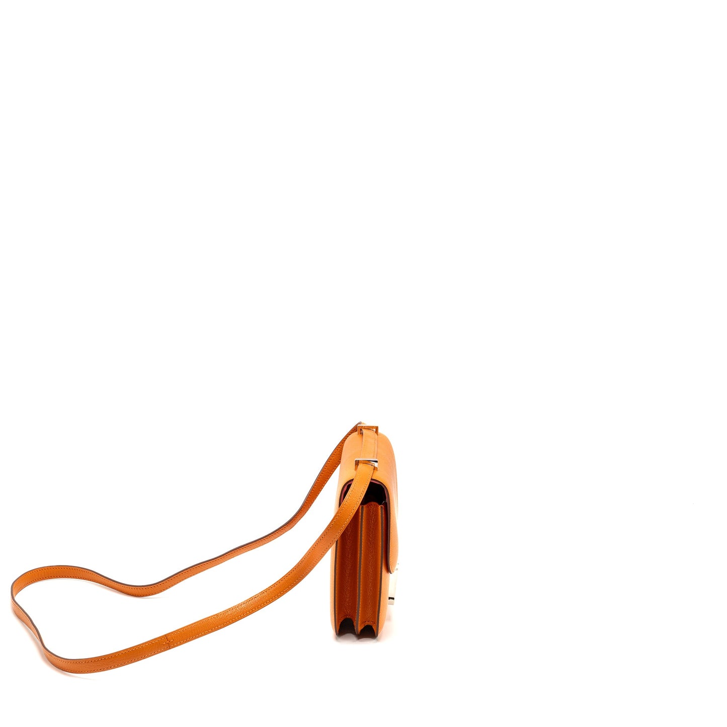 Hermes Mini Constance chevron mysore orange / rose azalee SHW stamp U