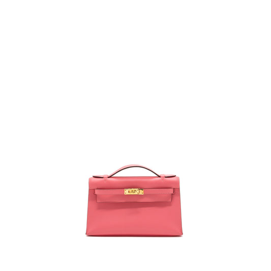 Hermes kelly pochette swift rose azalee GHW stamp D