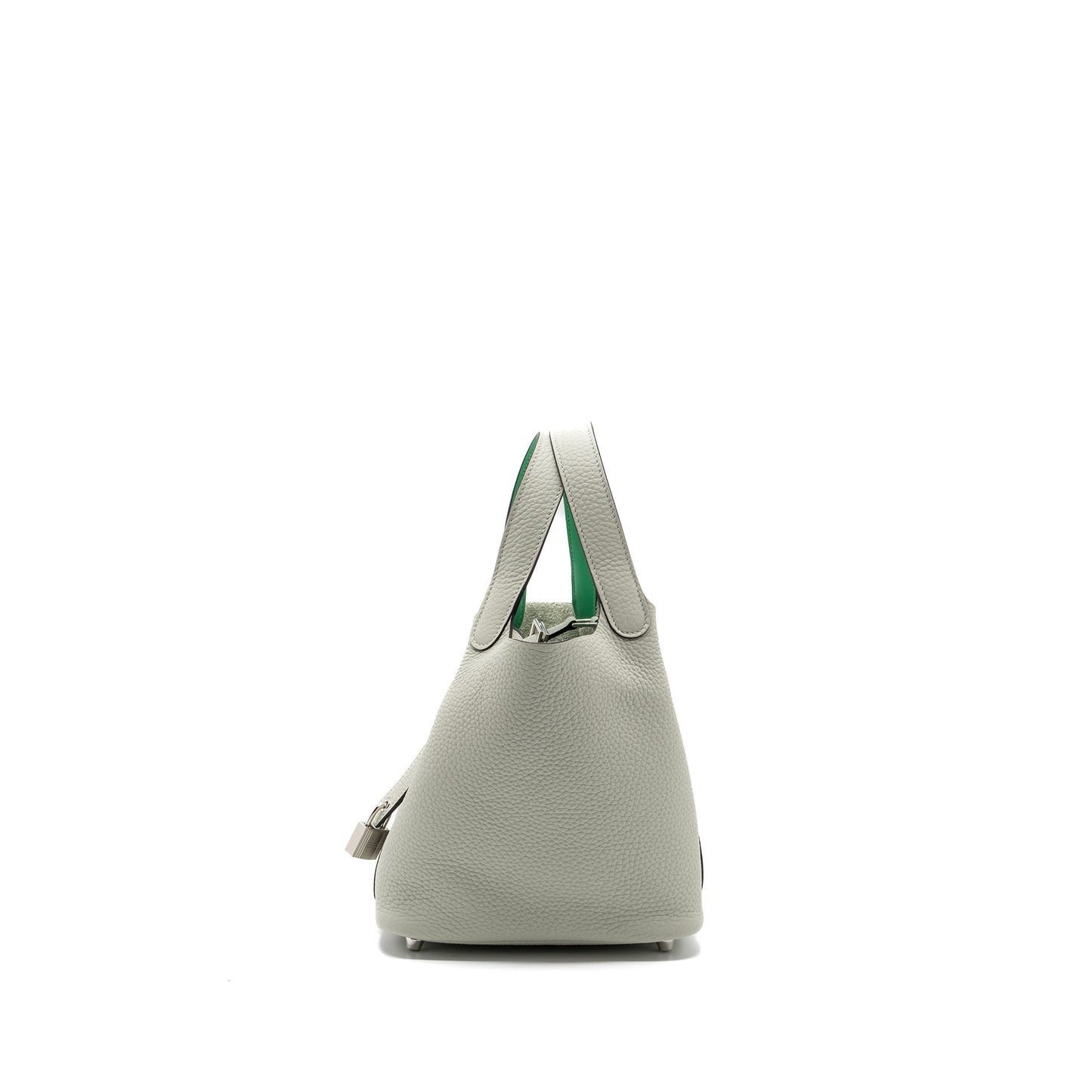 Hermes picotin 18 lock bag clemence / swift gris neve/ vert comics SHW stamp B