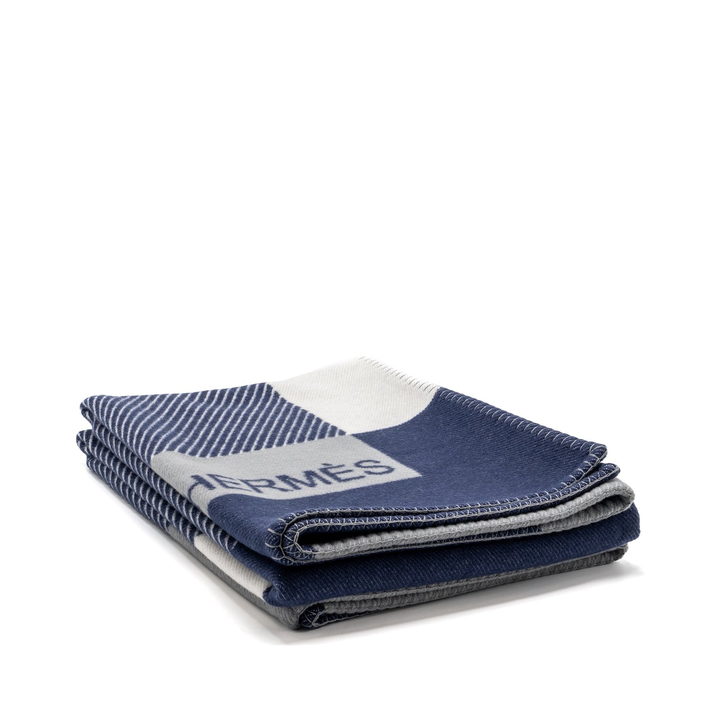 Hermes H Riviera blanket wool / cashmere marine Multicolour