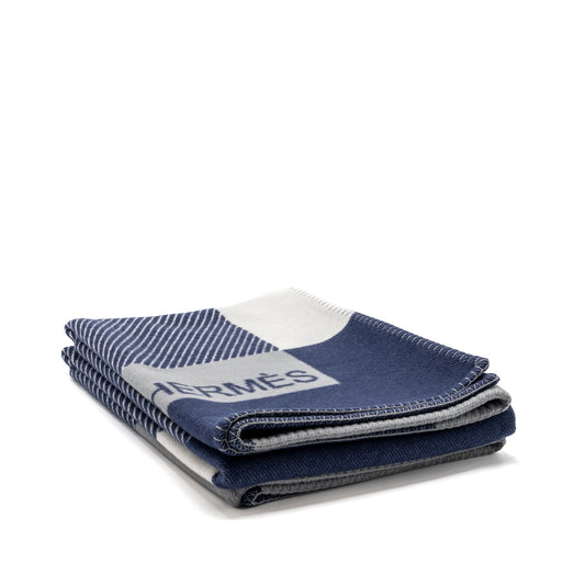 Hermes H Riviera blanket wool / cashmere marine Multicolour