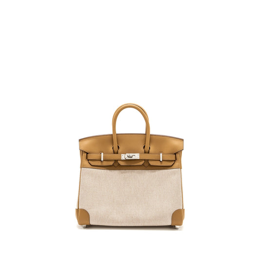 Hermes Birkin 25 Toile Swift/Canvas Biscuit SHW Stamp B