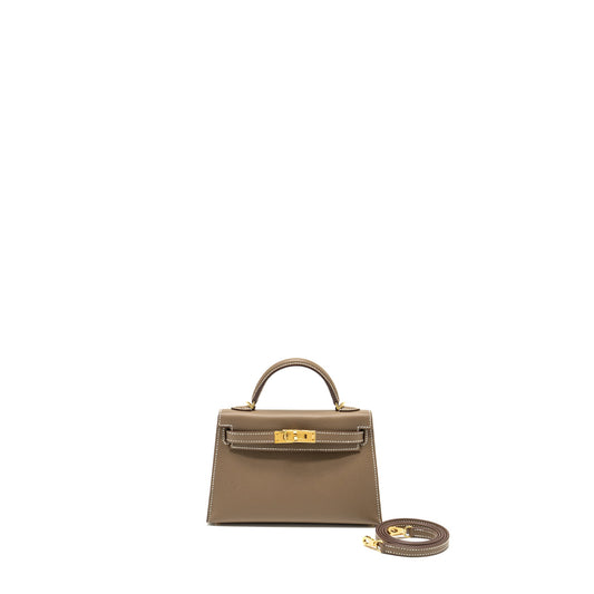 Hermes mini kelly II epsom etoupe GHW stamp B