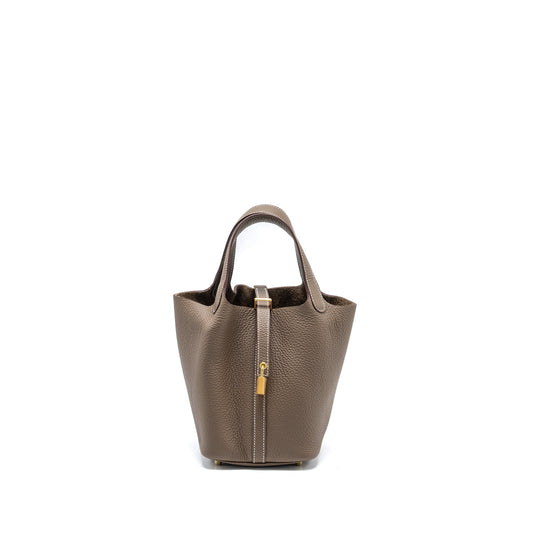 Hermes Picotin 18 Lock Bag Clemence Etoupe GHW Stamp B