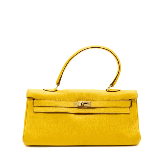 Hermes shoulder kelly clemence 9D Jaune Amber GHW Stamp Square N