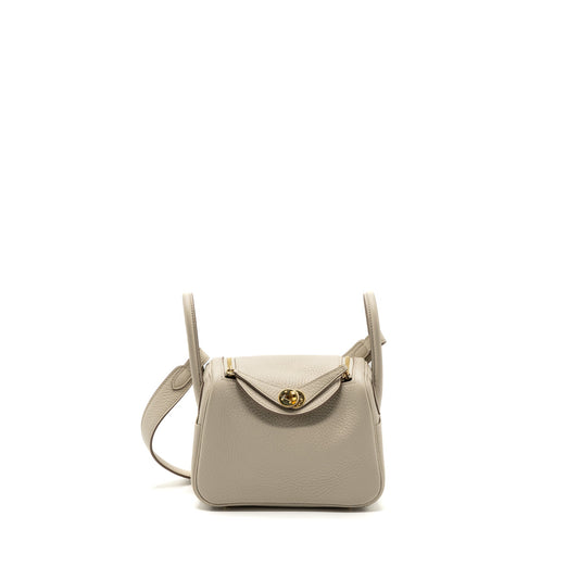 Hermes mini lindy clemence beton GHW stamp U