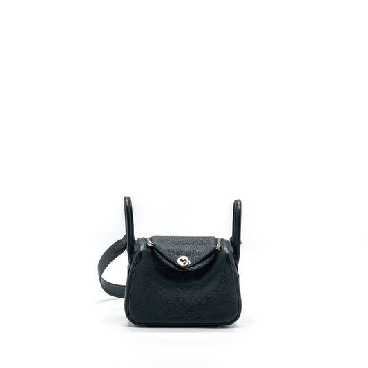 Hermes mini lindy clemence vert cypres SHW stamp U