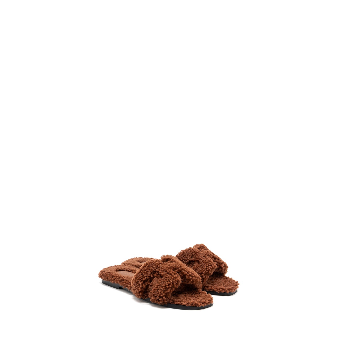 Hermes size 37.5 oran sandal shearling dark brown