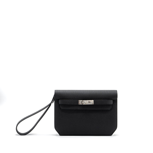 Hermes Pochette Kelly Depeches 25 Togo Black SHW Stamp B