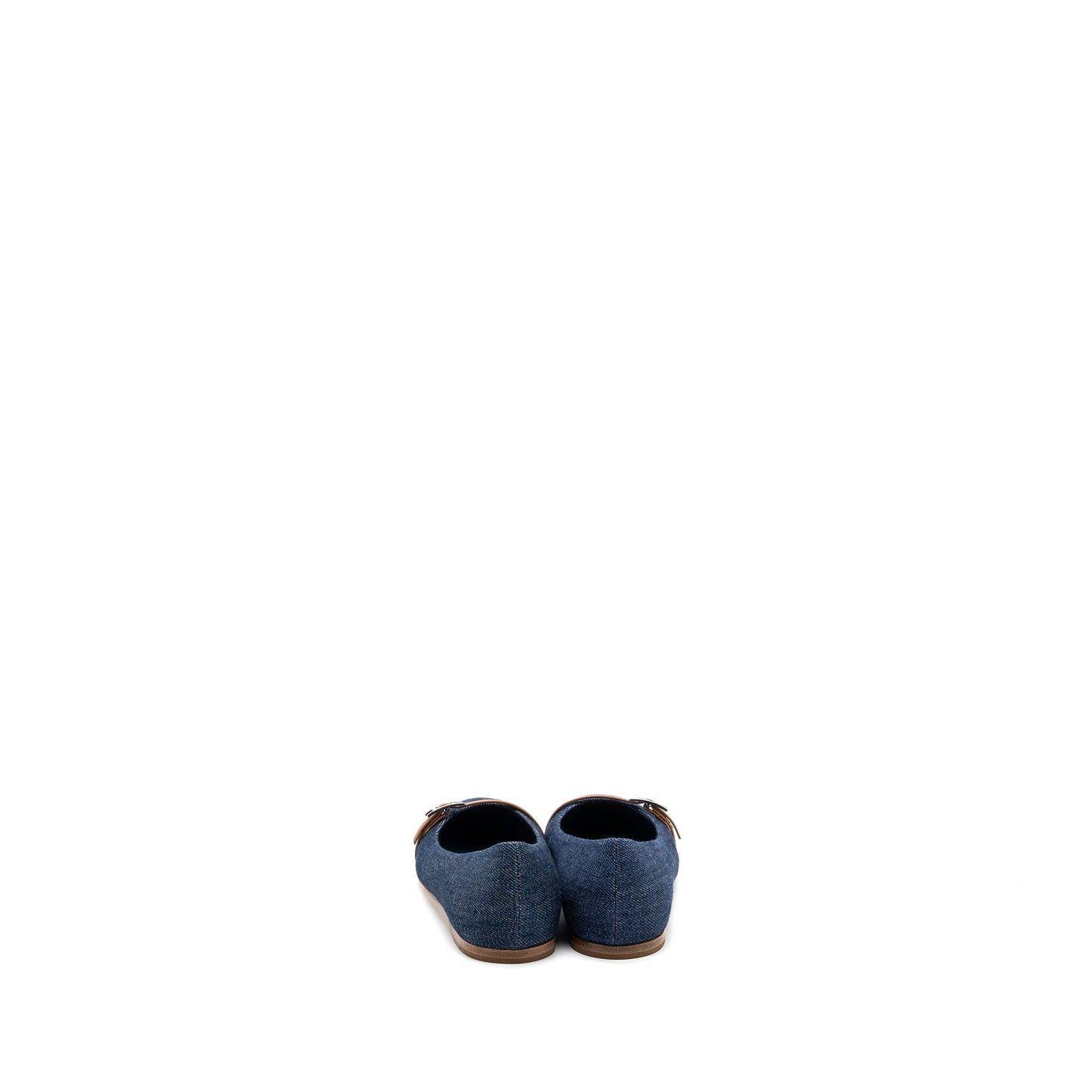 Hermes Size 37 Lauren Ballerina Flats Blue Denim SHW