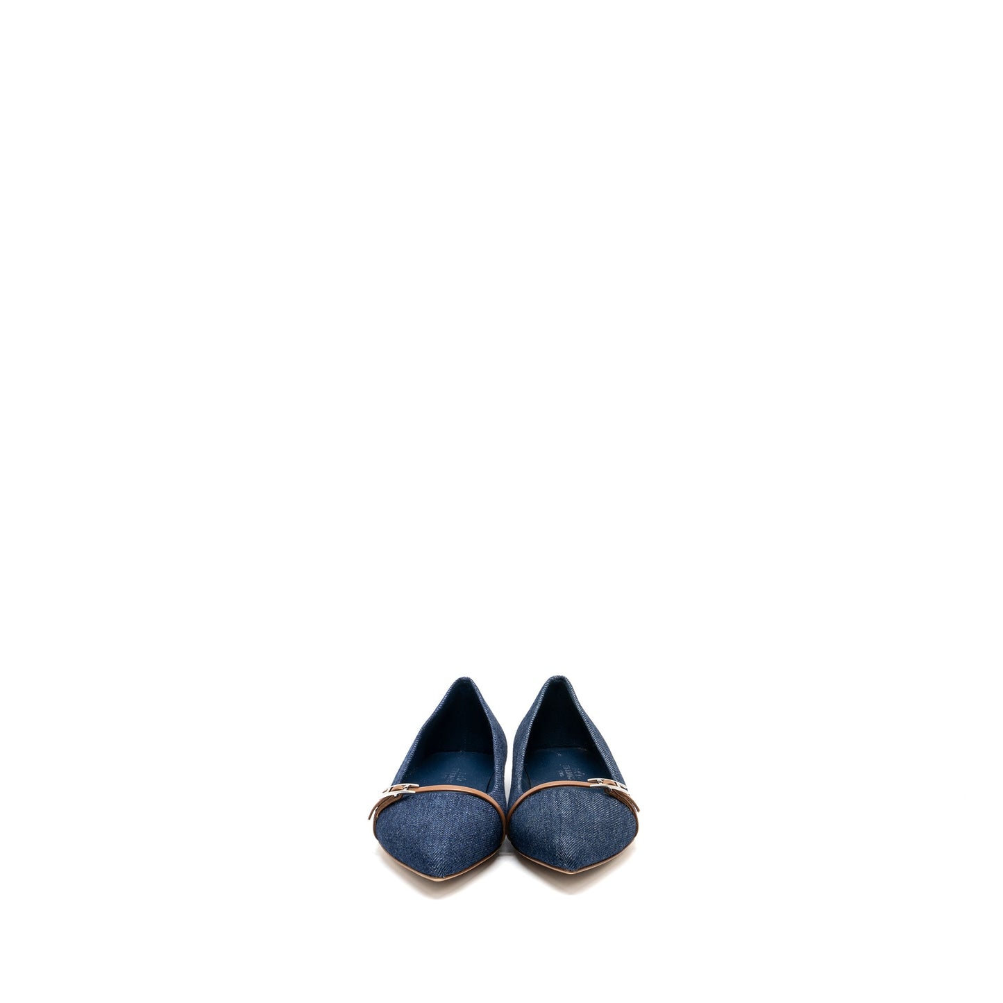 Hermes Size 37 Lauren Ballerina Flats Blue Denim SHW