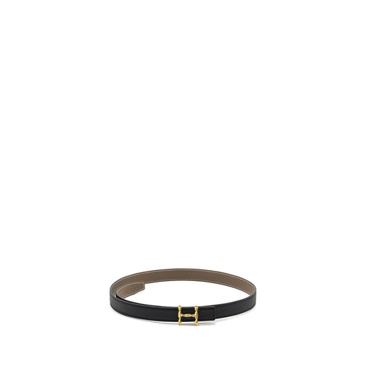 Hermes size 95cm 24mm double sided belt etoupe / black with Gold detailed H buckle Stamp B