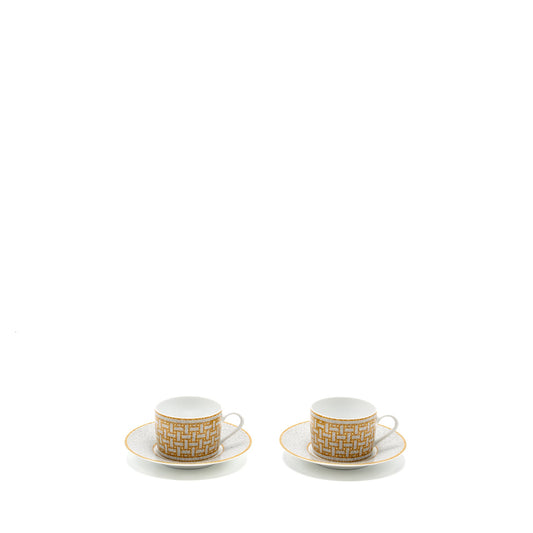Hermes Mosaique AU 24 Orange Cup and Saucer (2 Sets)