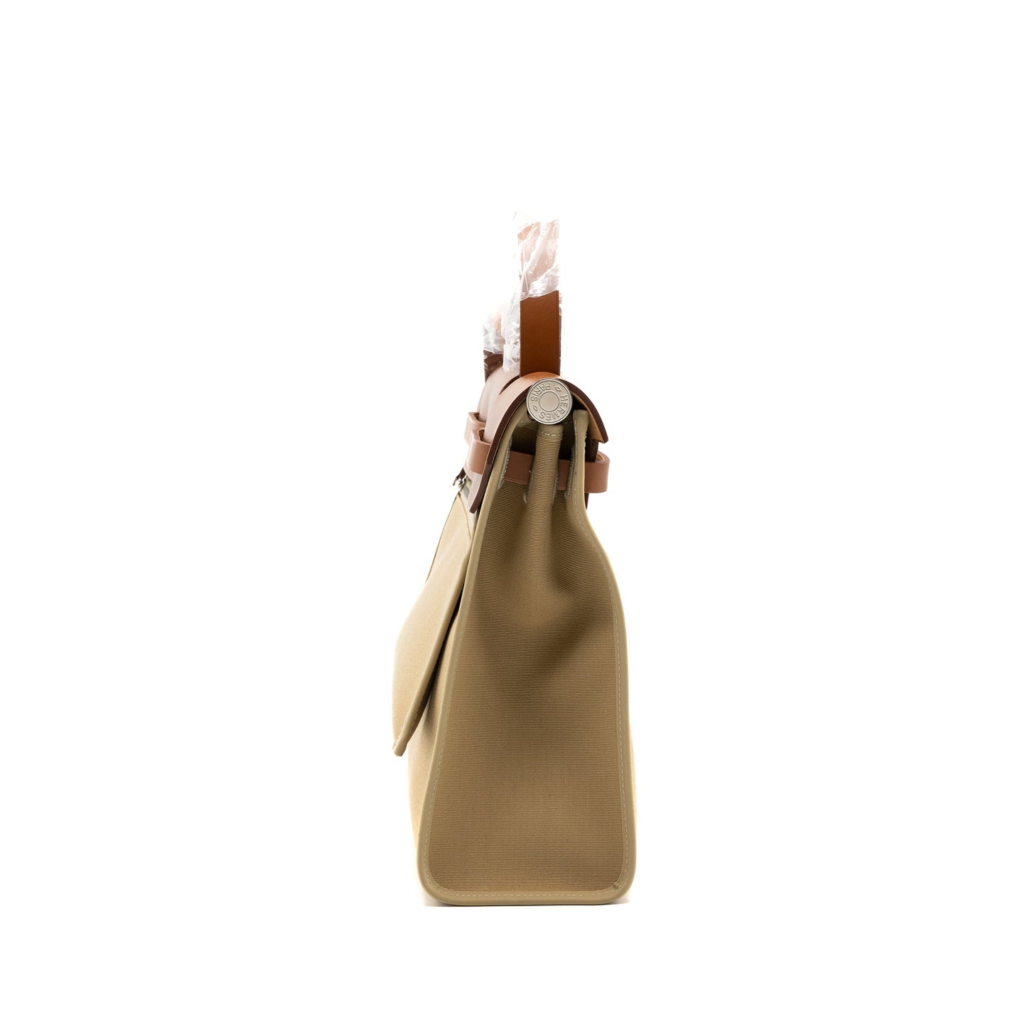 Hermes Herbag 31 Zip Bag Toile Officer Canvas Trench/Fauve SHW Stamp Y