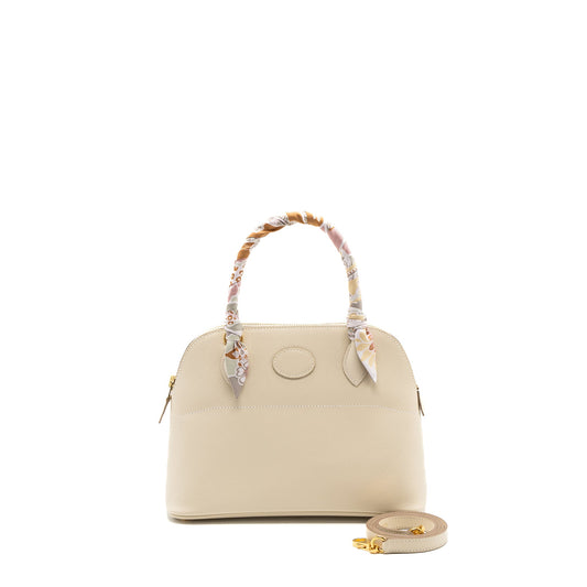 Hermes bolide 27 epsom craie GHW stamp Z with an extra hermes twilly