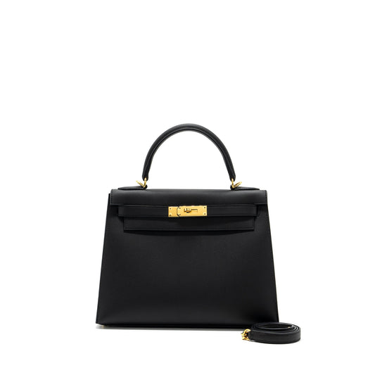 Hermes Kelly 28 Epsom BLACK GHW Stamp D