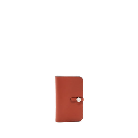 Hermes Dogon compact Wallet Swift Sanguine SHW Stamp T