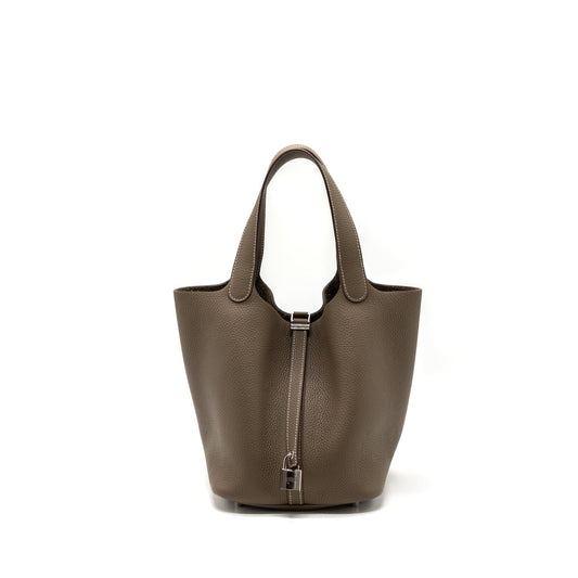 Hermes picotin 22 lock bag clemence etoupe SHW stamp Z