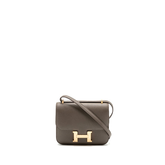 Hermes mini constance epsom gris etain RGHW stamp Y
