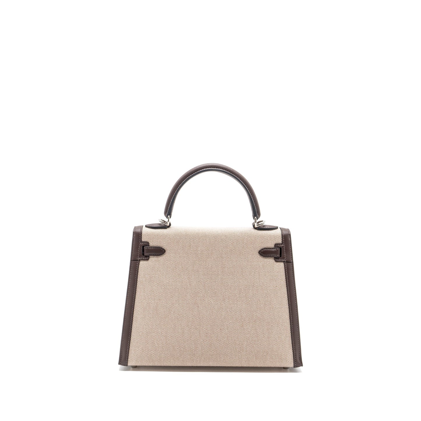 Hermes Kelly 25 Canvas/Swift Moka SHW Stamp B