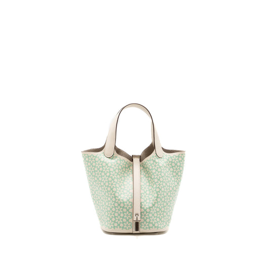 Hermes Picotin 18 Lock Bag Lucky Daisy Swift Nata/Vert/Blanc SHW Stamp U