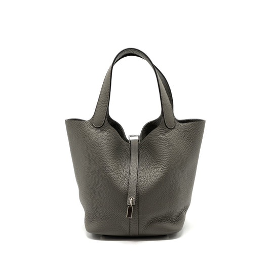 Hermes Picotin 22 Clemence Gris Meyer SHW Stamp U