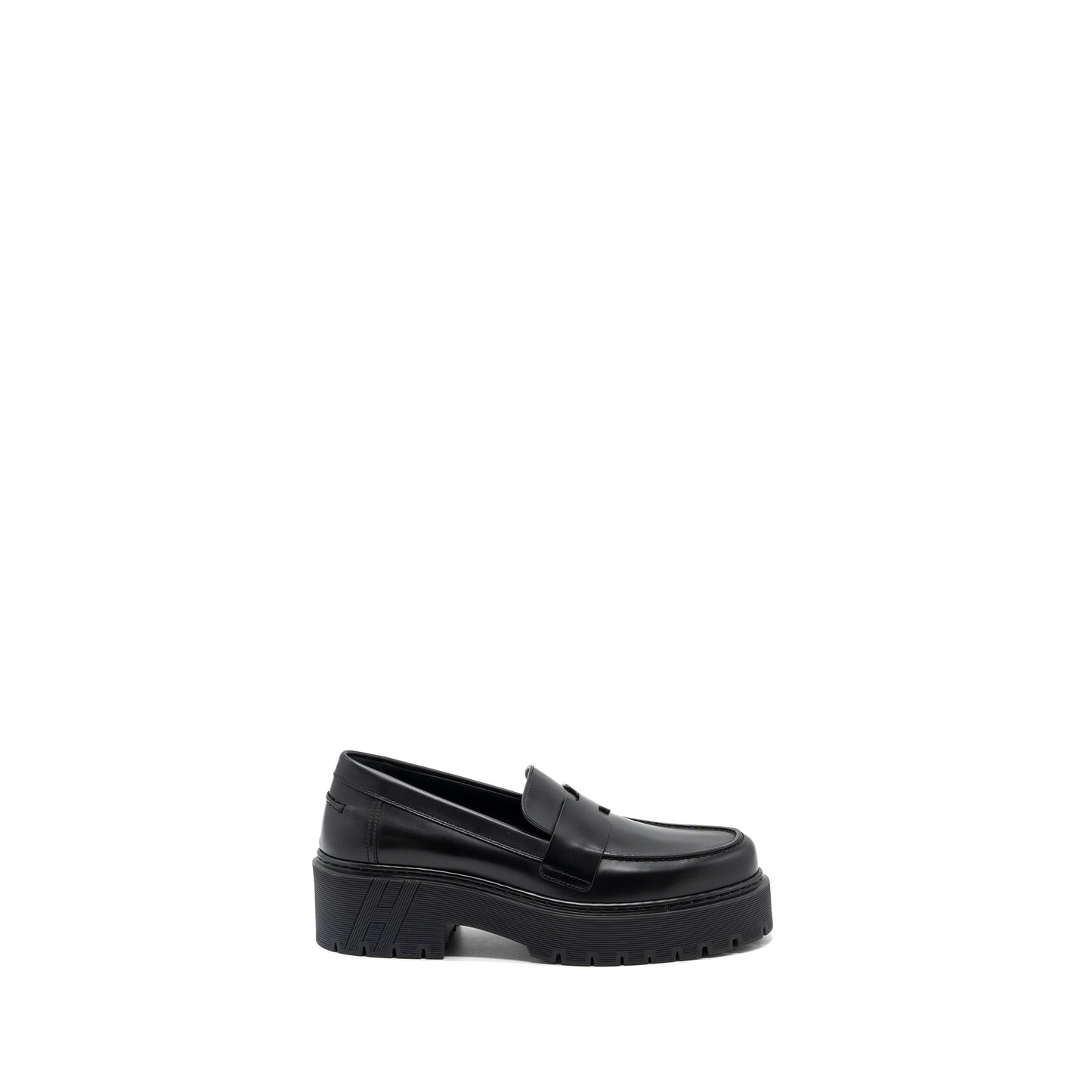 Hermes Size 38 Mocassins Hitch Loafer glacéd calfskin Black
