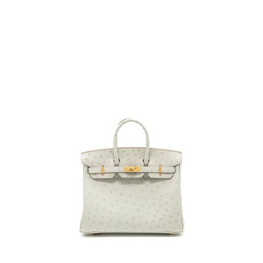 Hermes birkin 25 ostrich gris perle GHW stamp Z