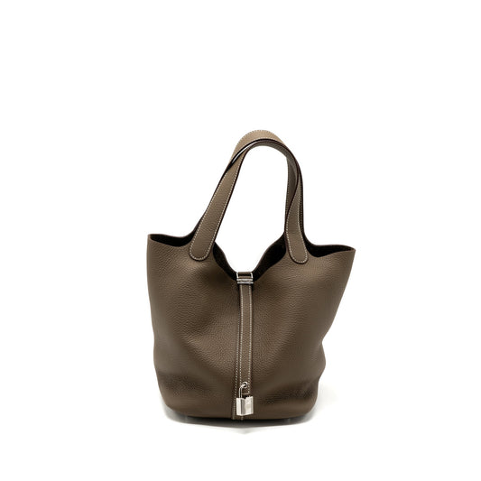 Hermes picotin 22 lock bag clemence etoupe SHW stamp Z